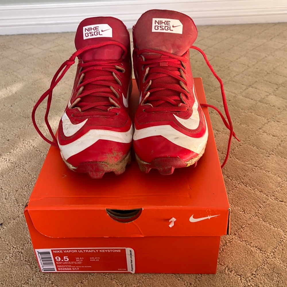 Nike Red Athletic Shoes with Molded Cleats